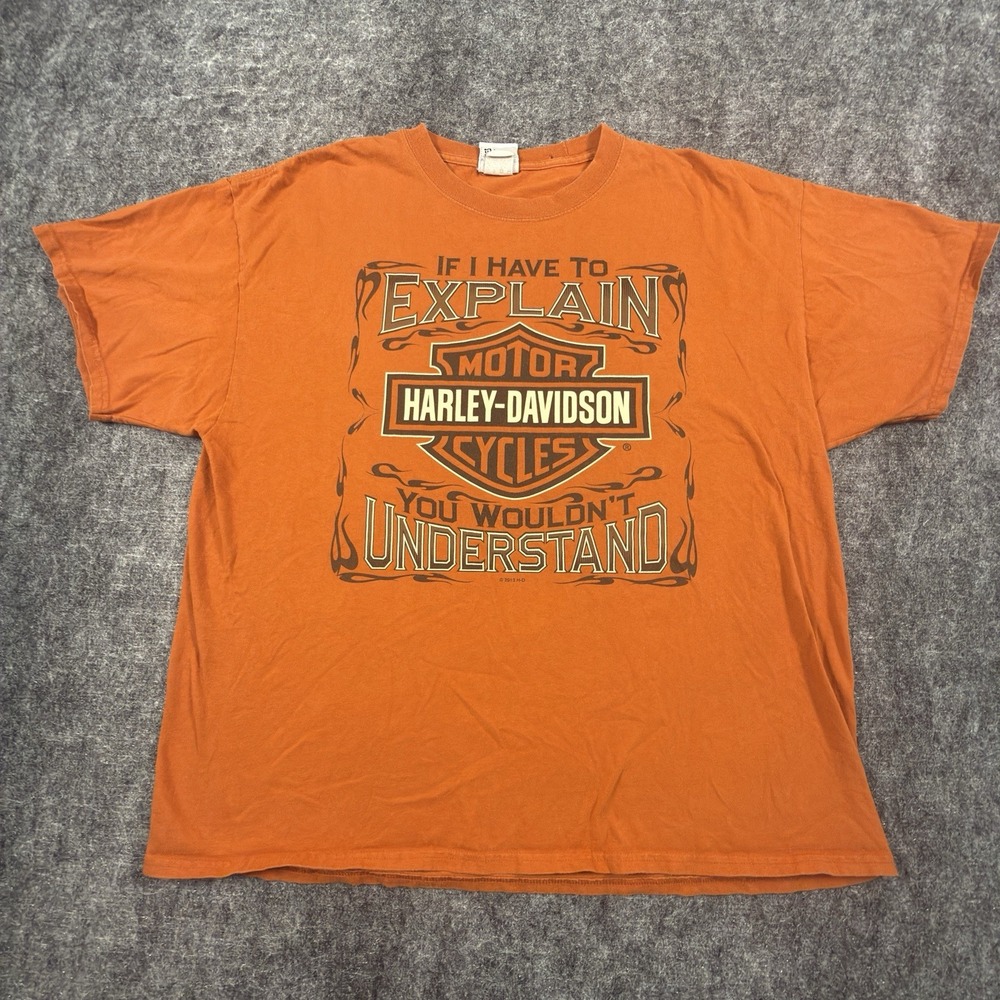 Harley Davidson T Shirt Mens Orange Wabash Valley Terre Haute Indiana Biker L